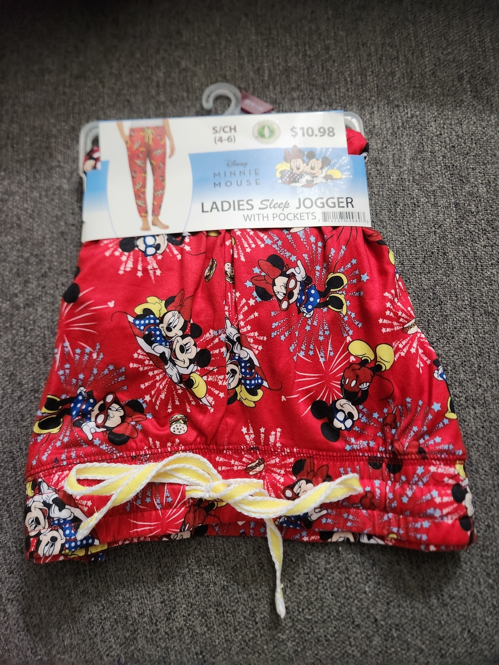 Disney Ladies Red Minnie Mouse Sleep Joggers with Pockets For Woman Size S